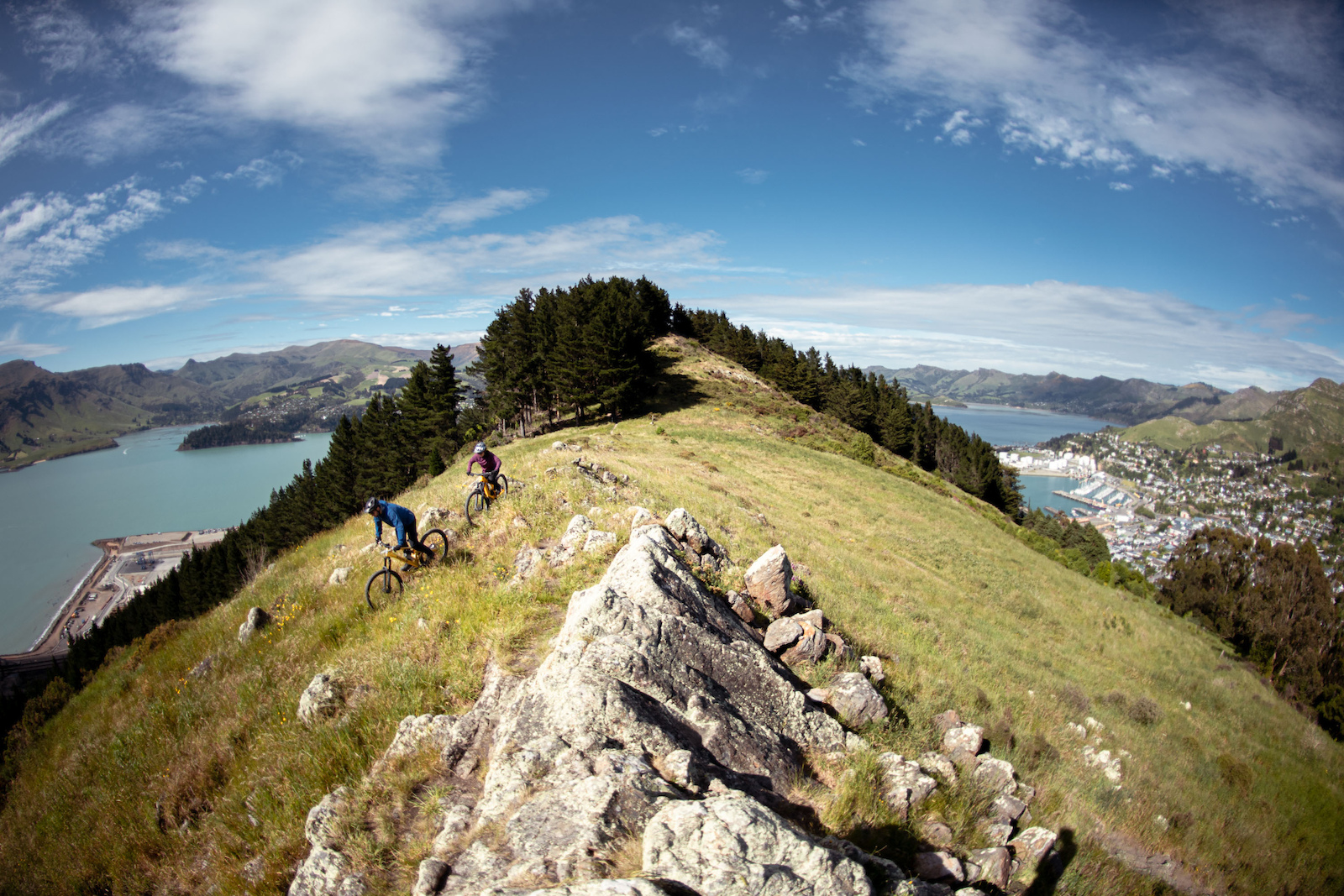 The top of Lyttleton trails where you can see into Lyttleton township and the harbour.