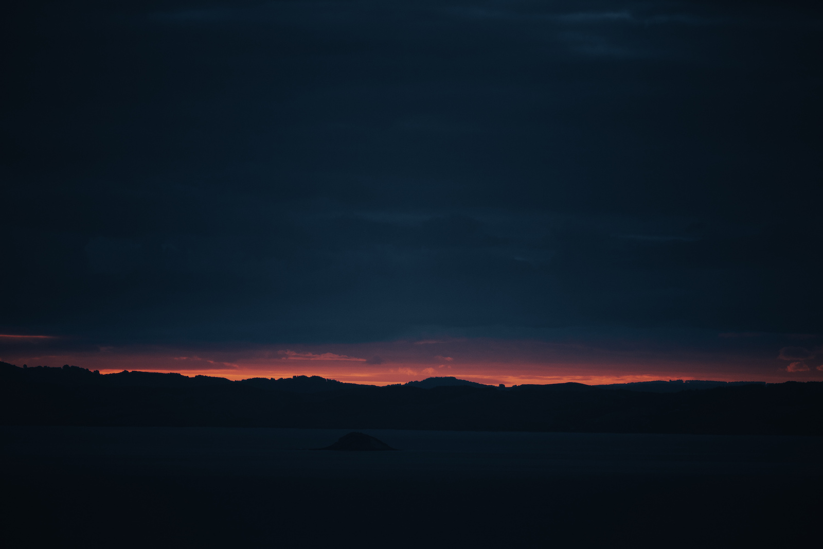 The last remnants of the sunset on the horizon.