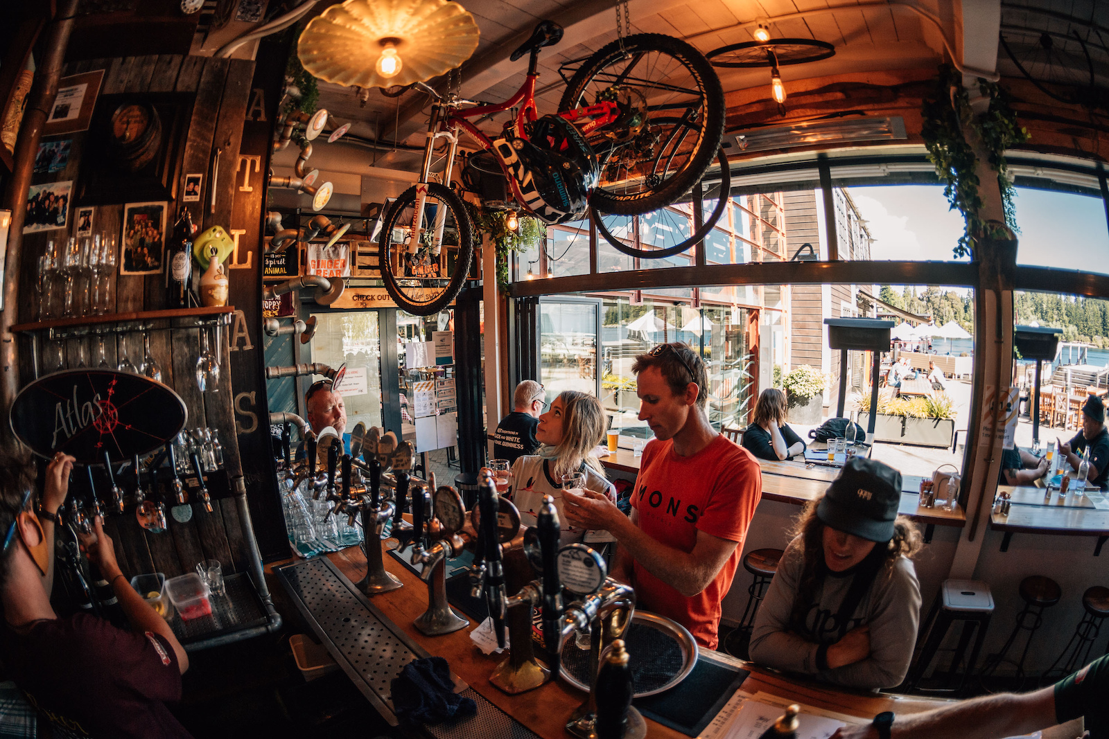 Inside Atlas one of the coolest places in Queenstown. Note Kelly McGarry s bike hanging from the ceiling.