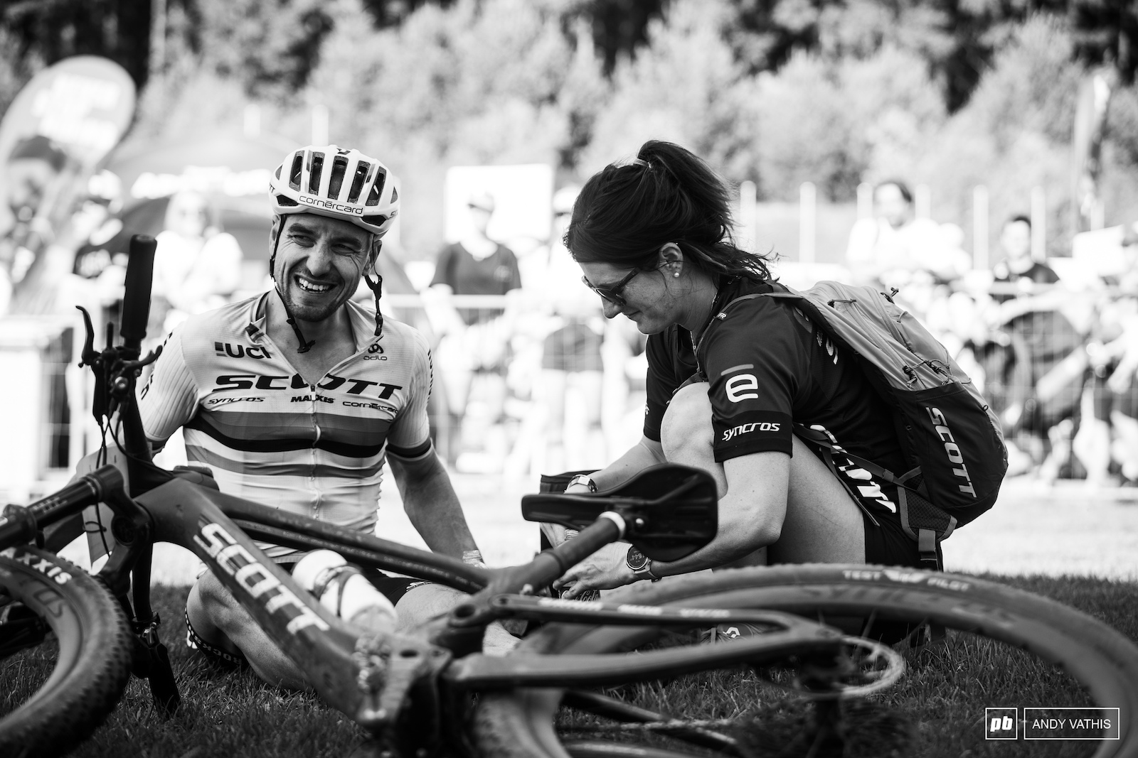 Hurting but satisfied Nino Schurter fought back hard after a mechanical.