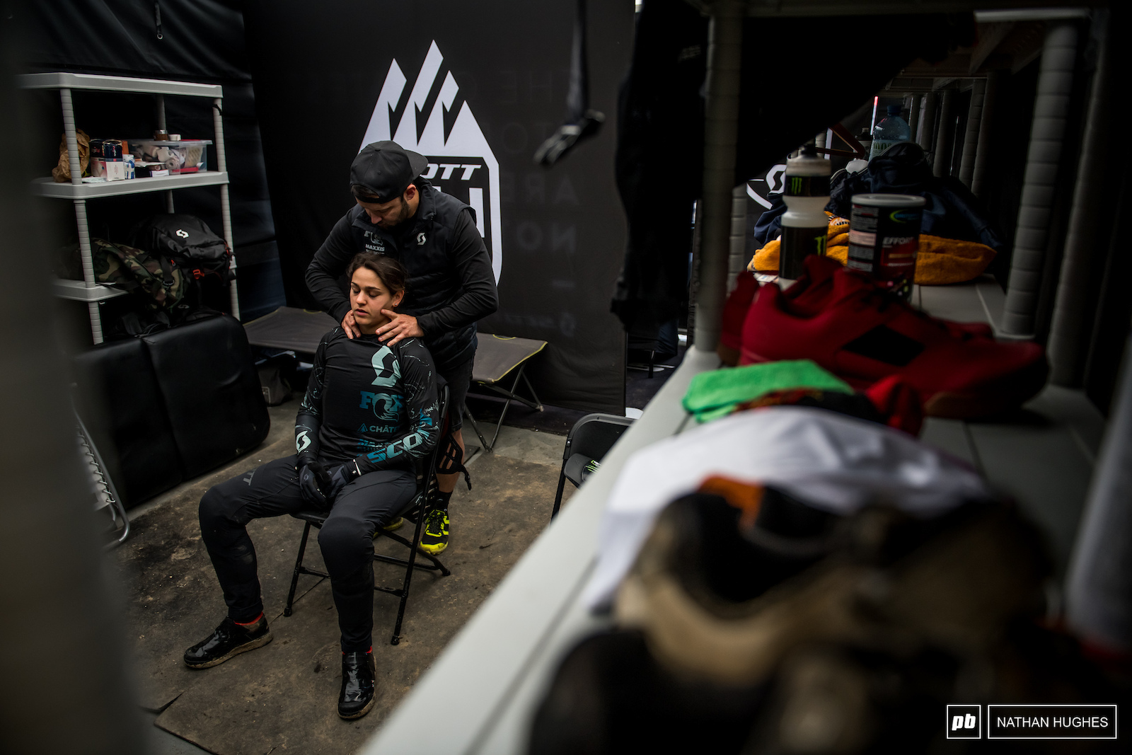Marine Cabirou getting the body and mind prepped for a big day on the mountain and unfortunately one that would not go her way.