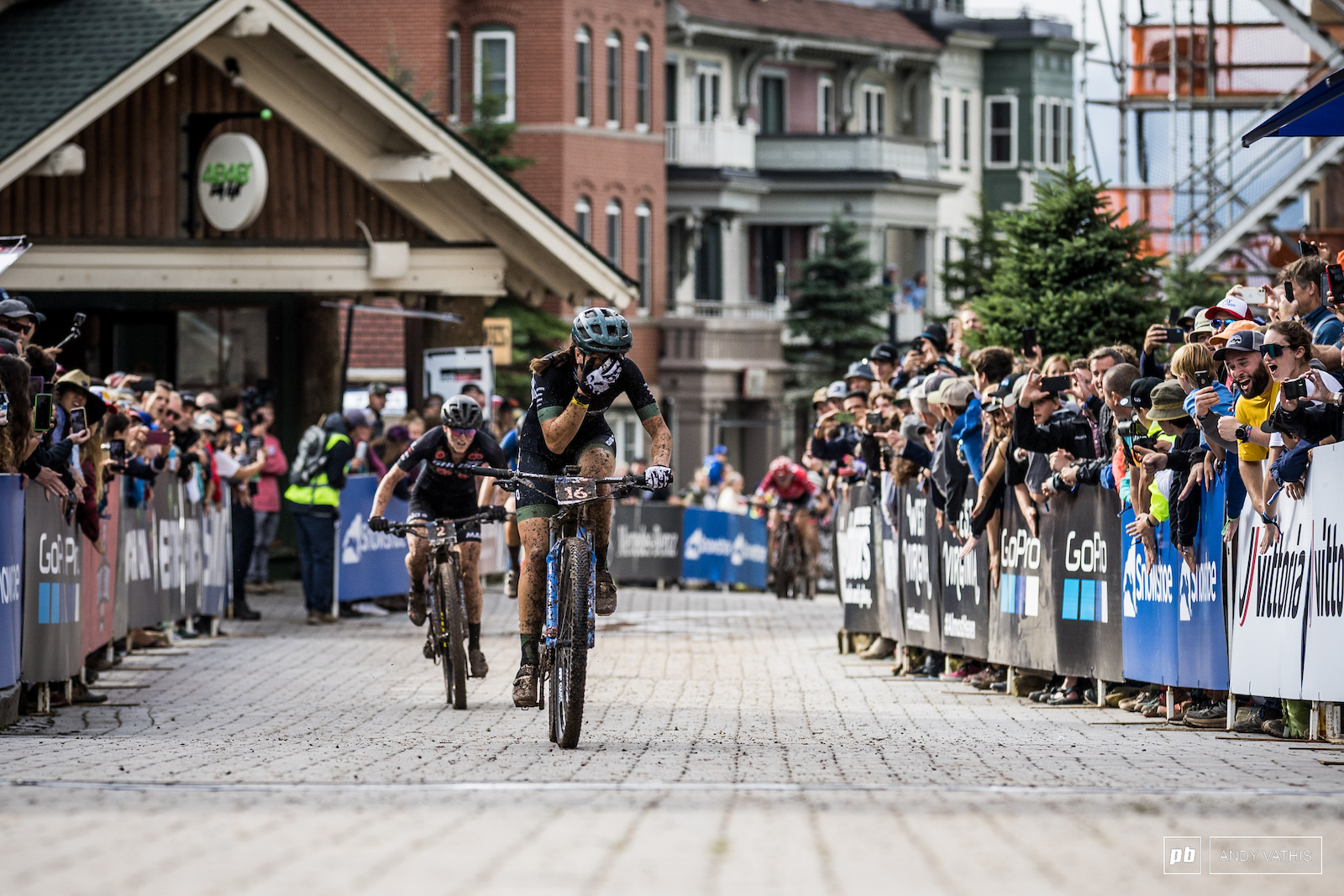 Reality hitting Gibson as she crossed the line taking her first XCC win. She was on the gas all race and challenged the lead enough to make her pass.