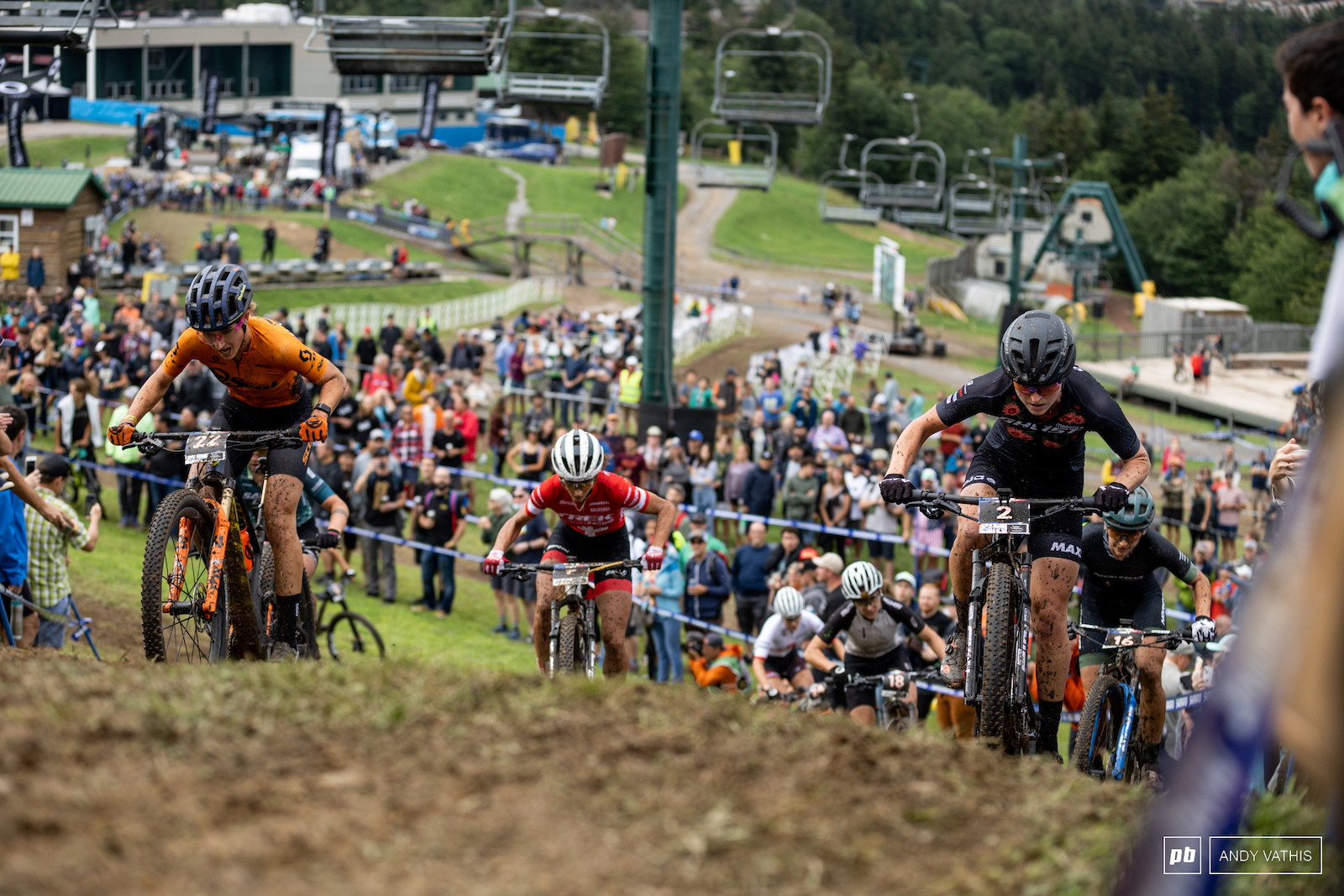 The chase group making quick work of the climbs. By mid race the positions were shuffled.