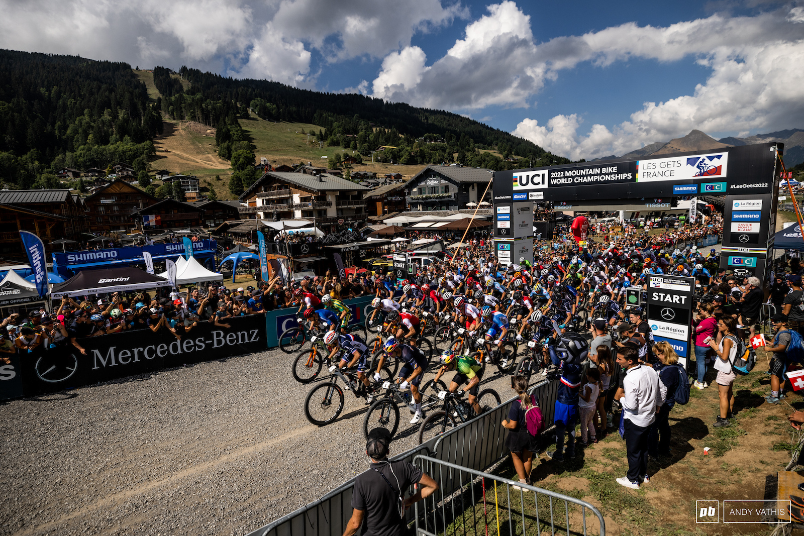 The men charging off the start.