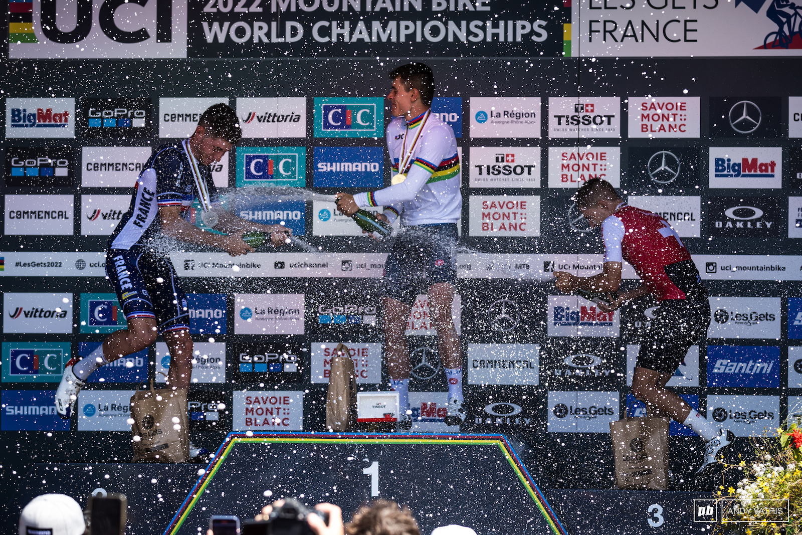 Champagne showers for the champs.