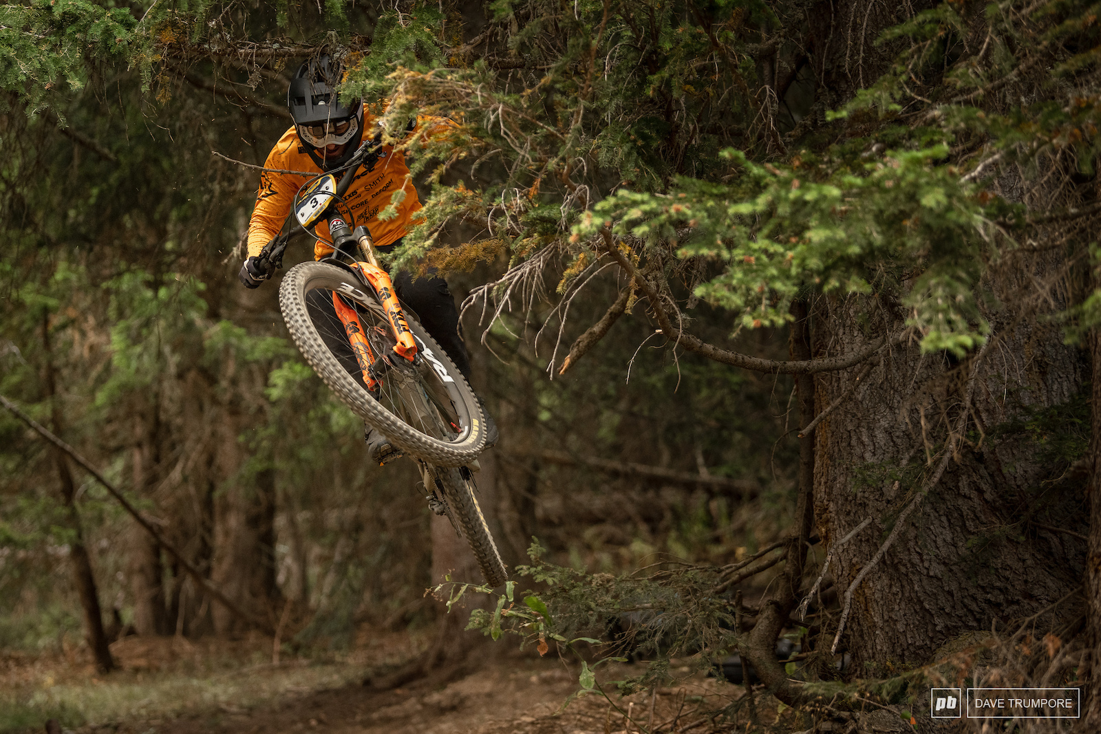 Jesse Melamed looking after leaping on a berm to berm gap.