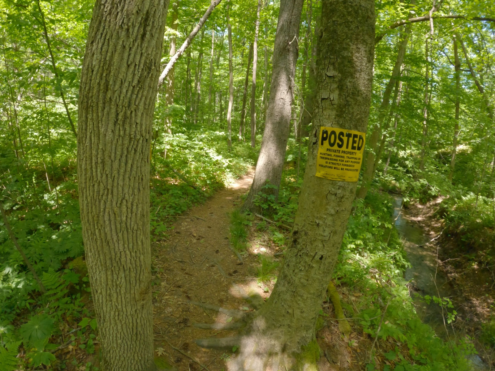 Southwestern portion of Main loop is posted as No Trespassing.