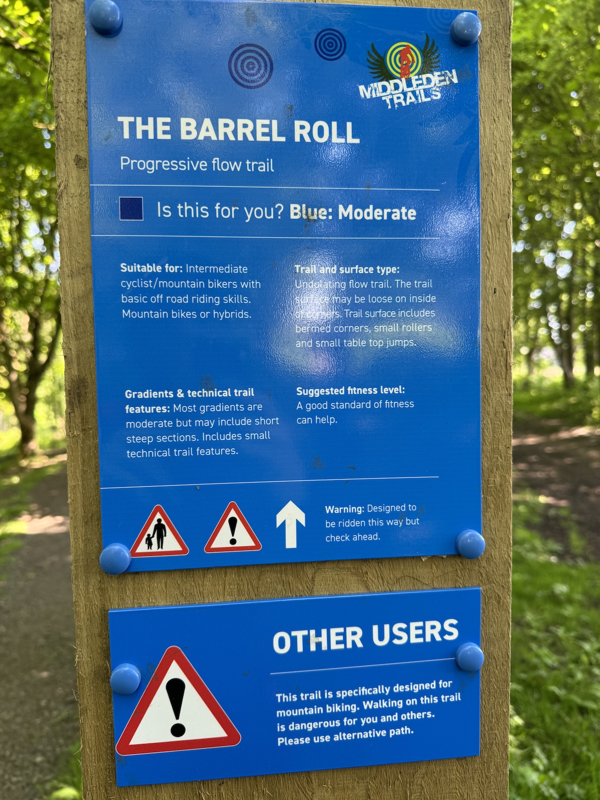 Barrel Roll signage…… one of the most fun trails at the site…… will you dare to navigate the rocks at the stream!