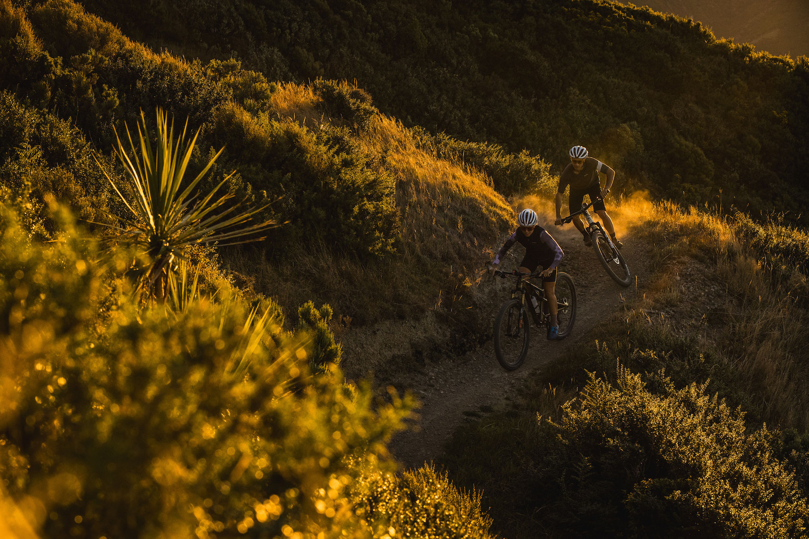 Hannah Simms and Georgios Kouzis ride Makara Peak Bike Park.
