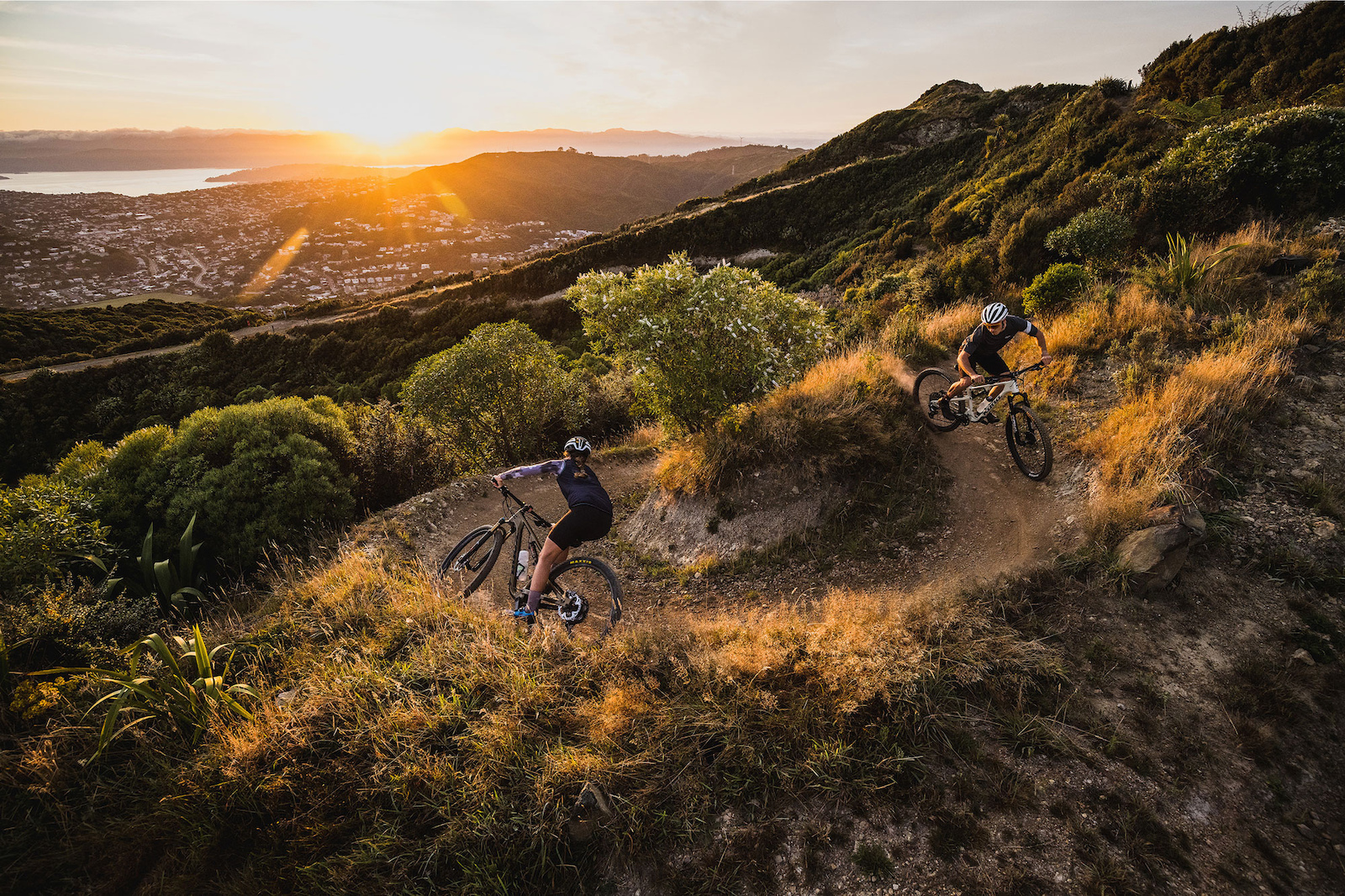 Hannah Simms and Georgios Kouzis ride Makara Peak Bike Park.