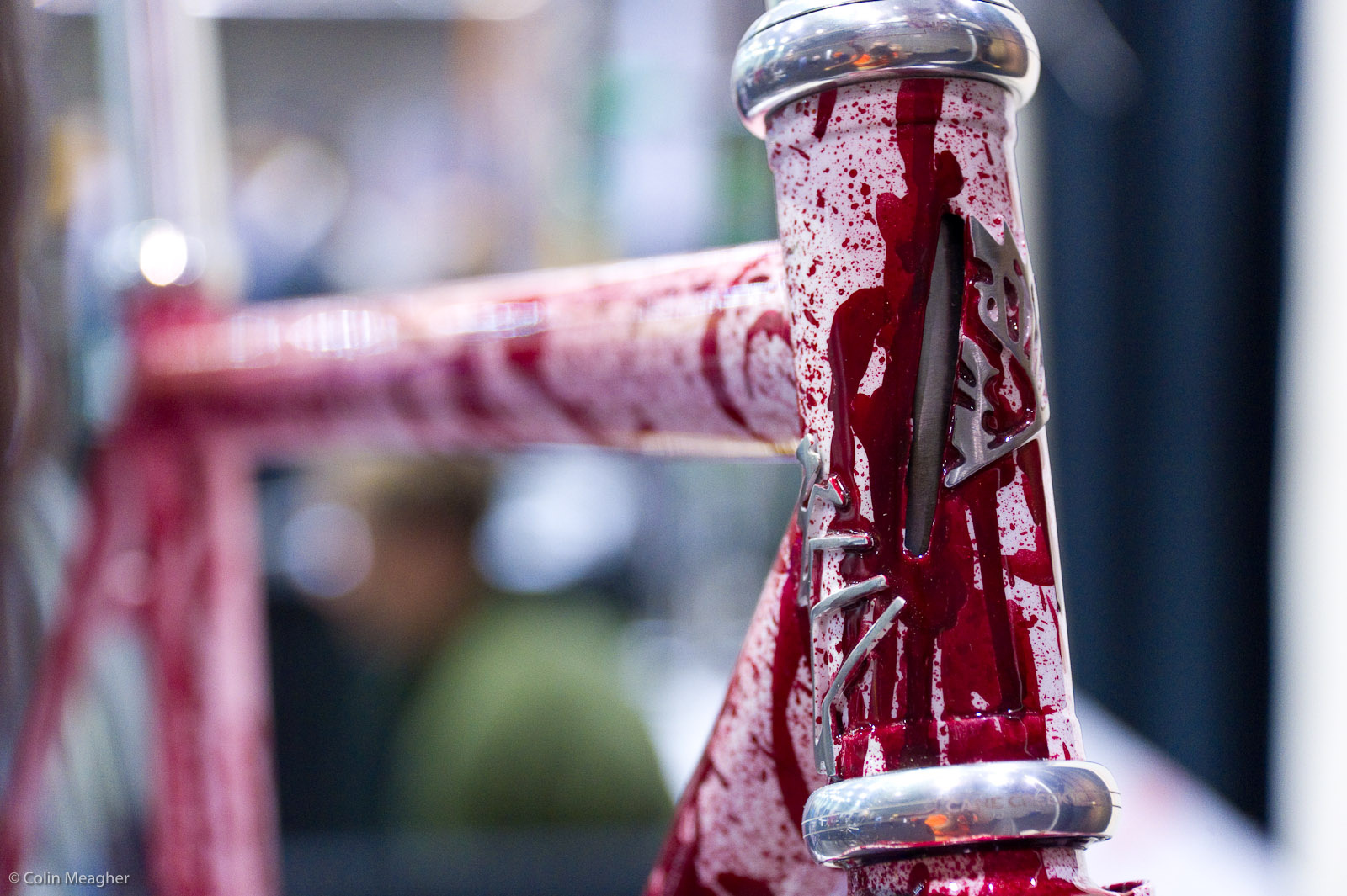 There were "axe wounds" to the head tube and head badge.