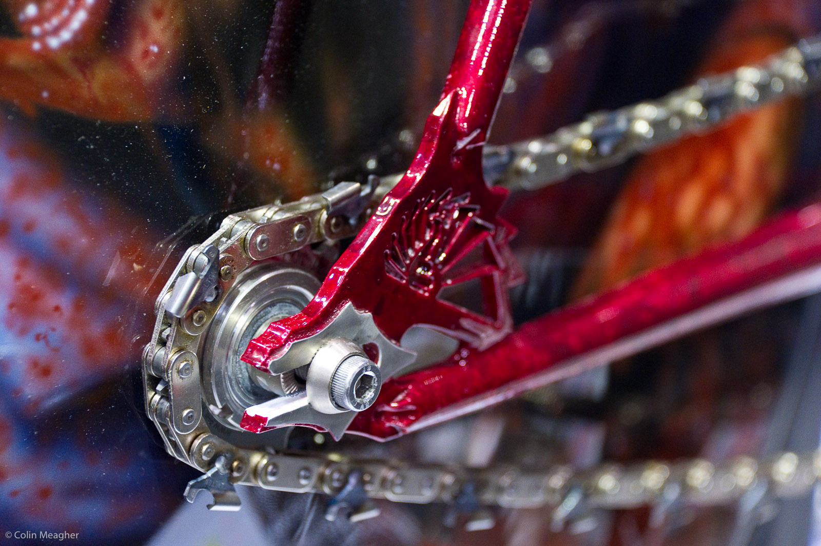 Details included blood splatters and a "chainsaw" chain for a bike chain.
