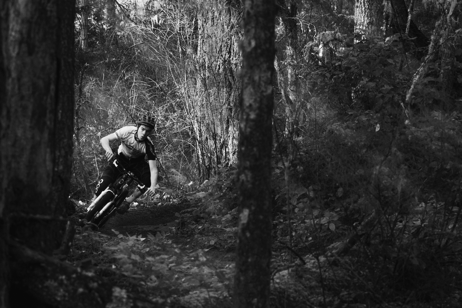 Pelle shreds a tight corner while filming with Scott Secco.