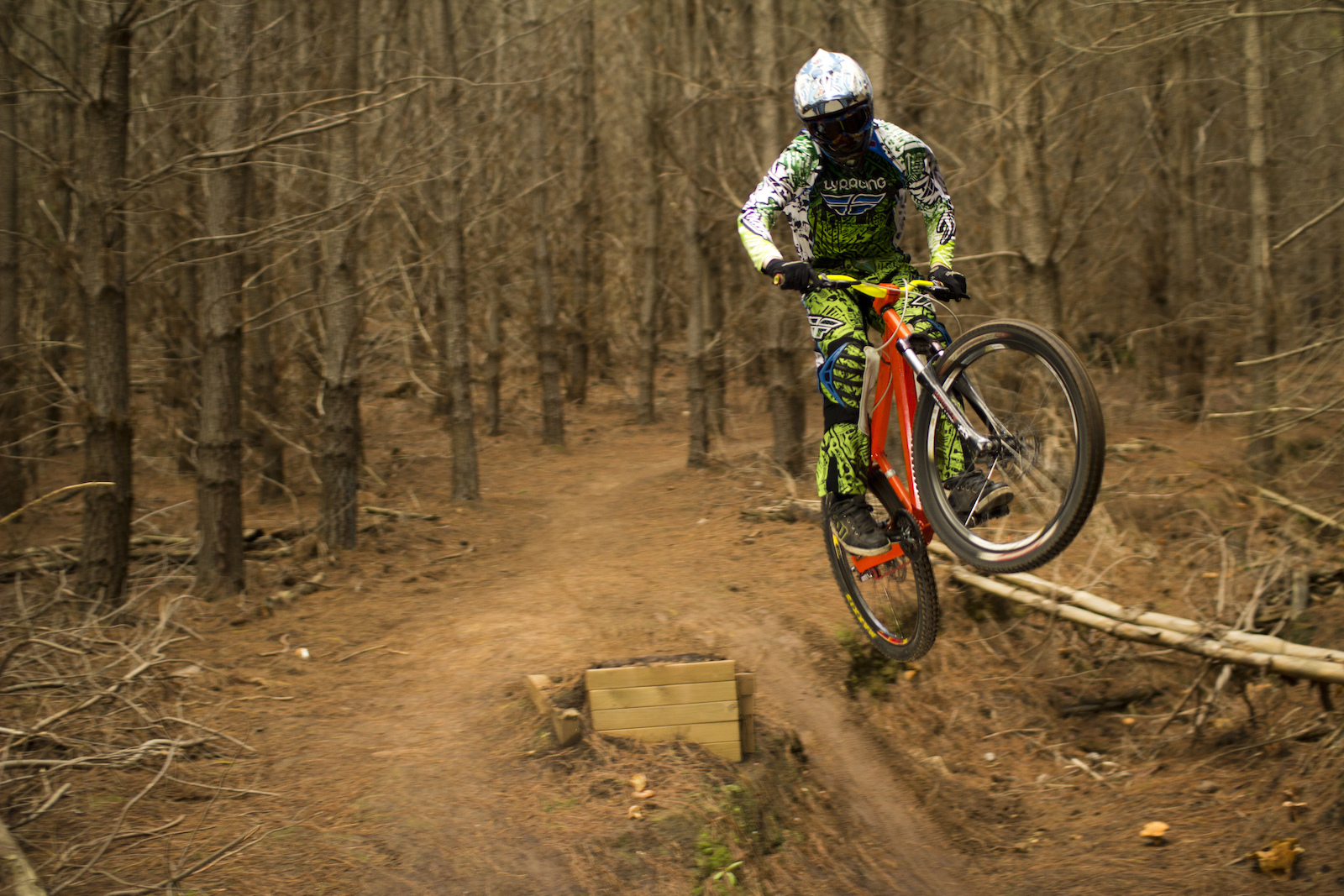 Dan getting stoked on his hardtail today while riding at Bennets!