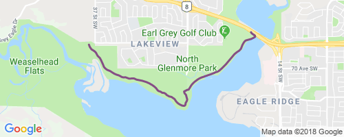 Map Of Glenmore Park Regional Pathway - Glenmore Trail To North Glenmore Park Mountain Biking  Trail - Calgary, Ab