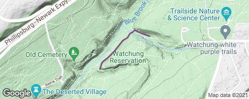 Watchung Reservation Trail Map Blue Trail Hiking Trail - New Providence, New Jersey